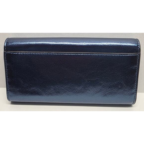NEW Michael Kors MK Patent Teal Blue Large Envelope Jet Set Continental Wallet - Picture 5 of 12